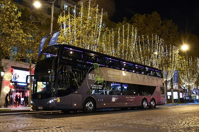 Champs-Elysées Dinner Paris by Night on a Panoramic Bus - The dinner: courses, champagne, and what to expect