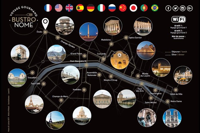 Paris Bustronome Gourmet Sightseeing Dinner on a Panoramic Bus - The evening route: Eiffel Tower, Notre Dame, Louvre area, and the Champs-Élysées