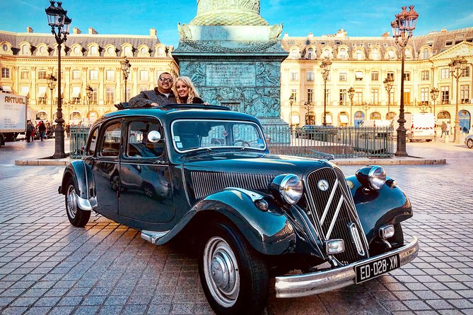 Paris Private Guided Tour in a Vintage Car with Driver - Place Vendôme: A Short Stop with a Big Name Behind It