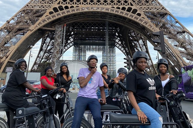 Paris Sightseeing Family Friendly Guided Electric Bike Tour - Pont Alexandre III, Branly Museum area, and Eiffel Tower from the right angle