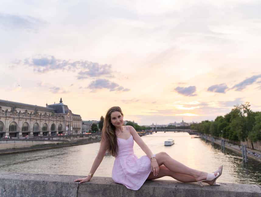Paris:sunset photoshoot in ❤️️ of Paris- Louvre Orsay Eiffel - Why Pont Royal works so well at sunset for Louvre and Eiffel photos