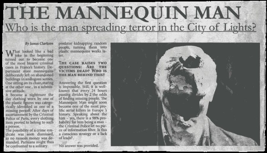 Paris: "The Live Thriller" Hunt down a Serial Killer - The core story: missing persons, mannequins, and nine scenes