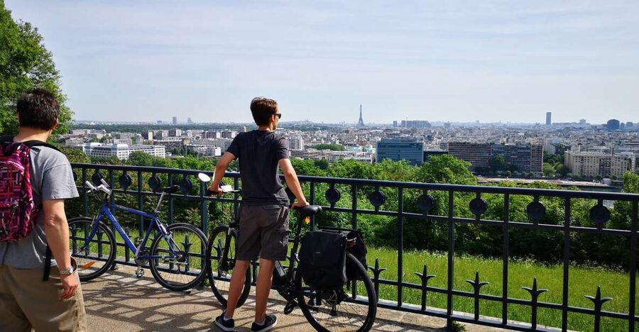 Paris: Versailles Palace and Queen Hamlet E-Bike Tour - Saint-Cloud parkland: Seine start, royal castle ruins, and Paris in view
